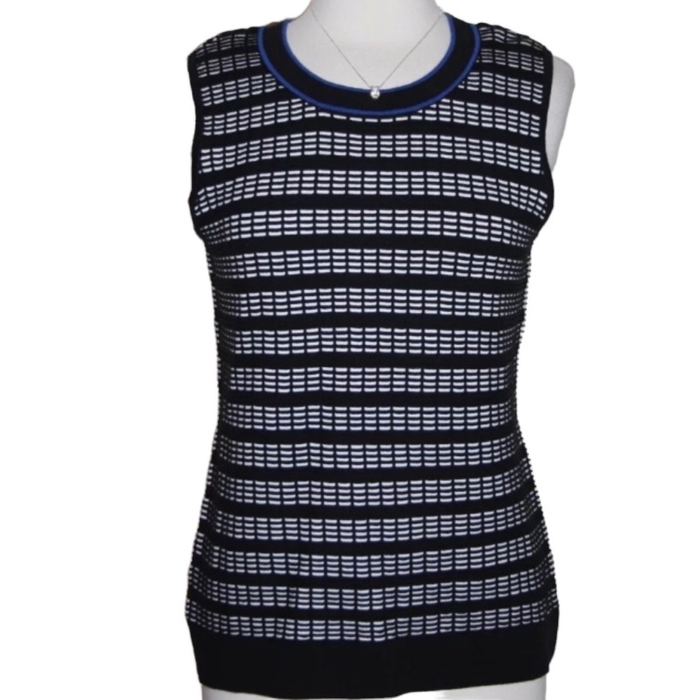 NWOT Jones Studio Sleeveless Sweater Top Shirt M L XL 1X Blue Black White New